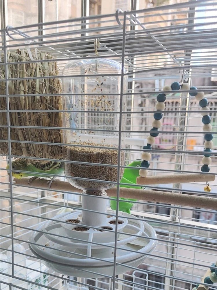 Automatic Bird Feeder with Anti-Scatter Dispenser for Cage with Hanging Hook