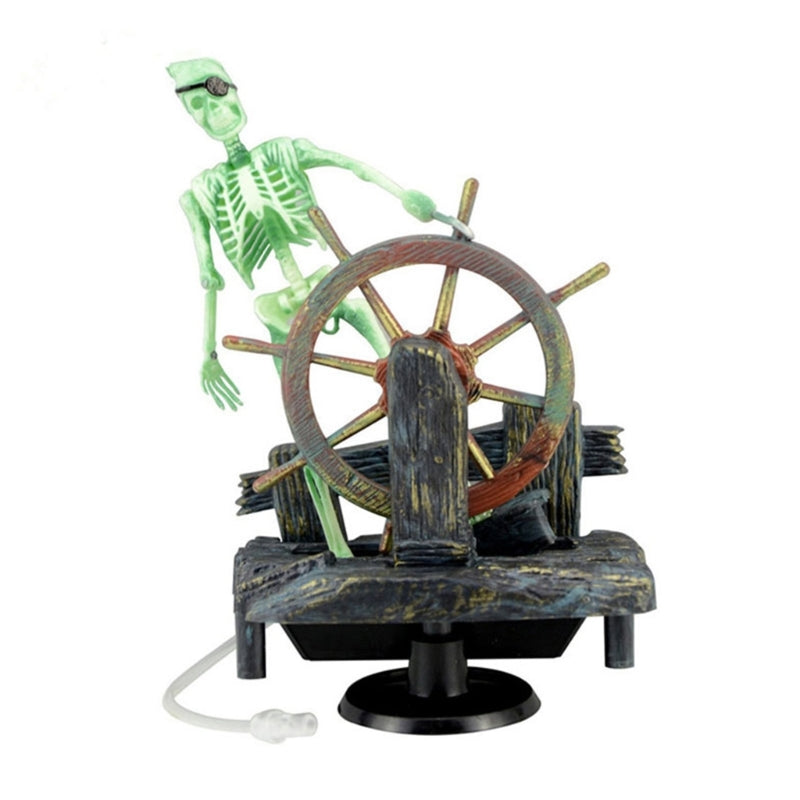 Aquarium Decor Pirate Captain Skeleton Safe for Freshwater and Saltwater Small Fish Tanks Betta Accessories Y5GB