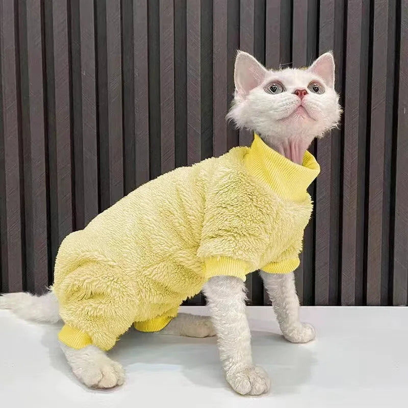 Hairless Cat Clothes Thickened Four-legged Sphynx Cat Autumn and Winter Clothes Devon Rex Clothes Kitten Clothes