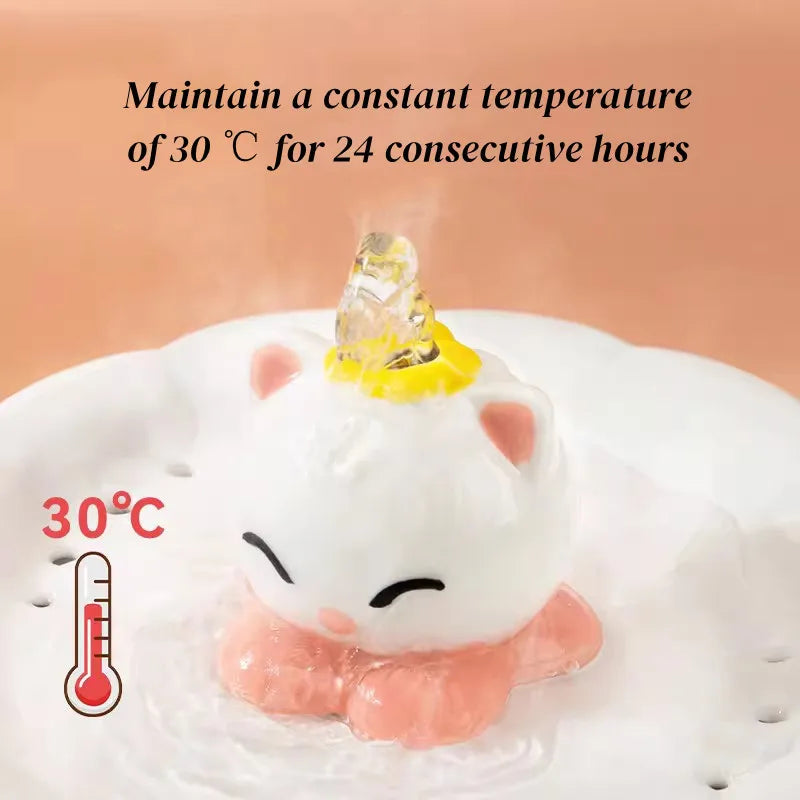 Drinker For Cat Pet Fountain Ceramic Winter Warm, Smart Auto Pet Water Dispenser 30℃ Heated, Cat Drinking Bowls Kitten Water Bowls