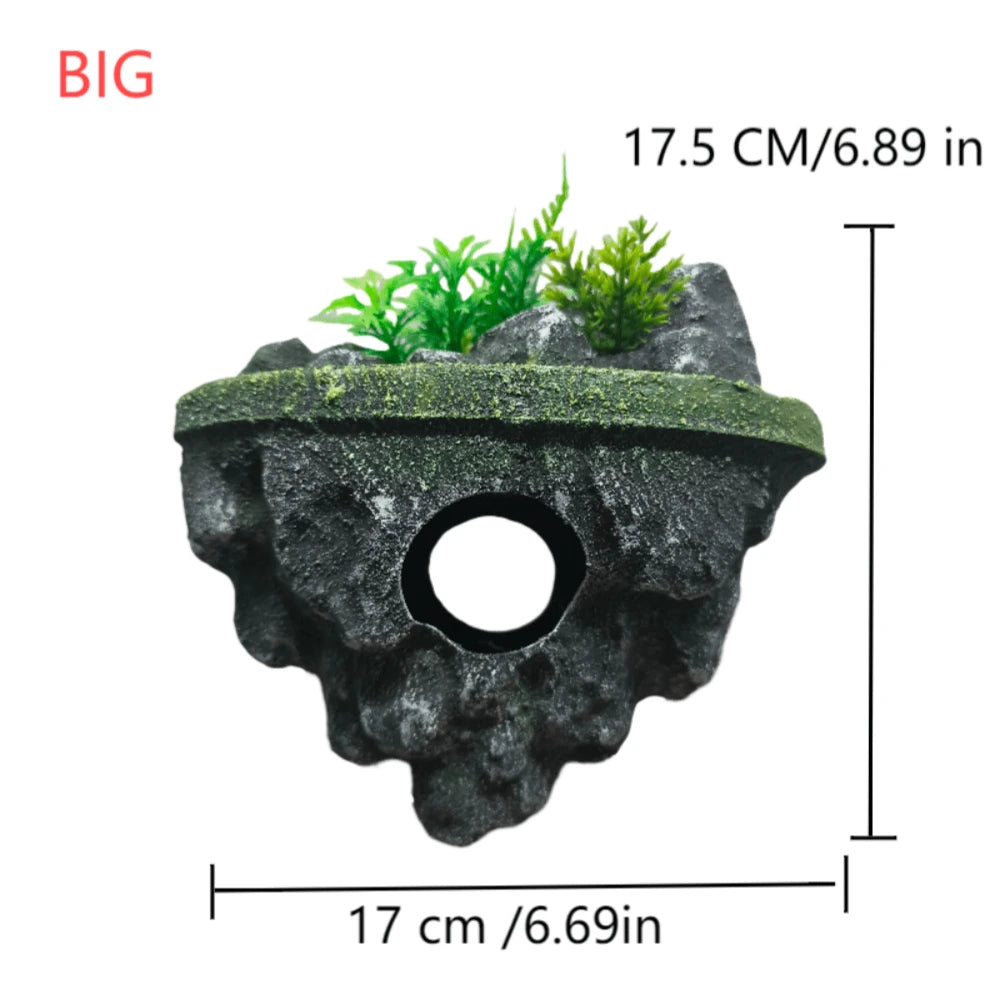 Multi - Use Aquarium Floating Island Decor Rock with Shelter for Fish, Ecological Scenery Rockery for Fish Tank Landscaping