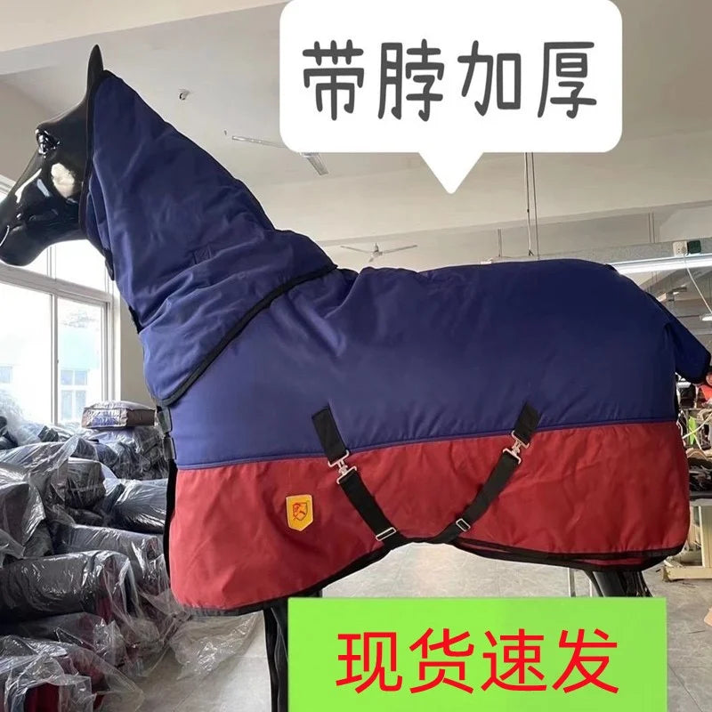 Winter New Cold And Waterproof Horse Thickened Horse Suit With Scarf, Small Foal Horse Rug