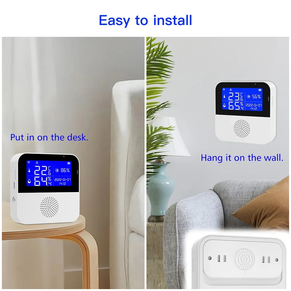 WiFi Tuya Smart Life LED Display Temperature Humidity Sensor Living Room Office Indoor Aquarium Water Temperature Detector Line