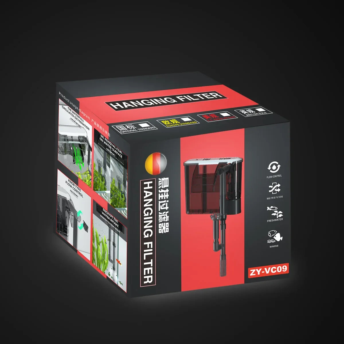 Aquarium 110V 220V Wall-mounted Filter Fish Tank Filter External Grass Tank Filter Water Flow Adjustable Suitable for 30-80CM