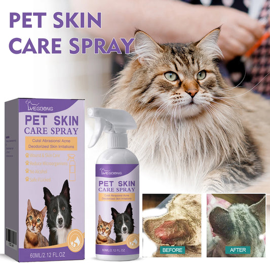 Pet Skin Care Spray Flea Lice Insect Killer Spray For Dog Cat Puppy Kitten Soothe Itching Remove Mites Eliminator 60ml