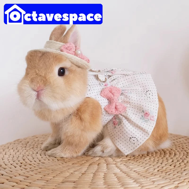 Fashion Rabbit Guinea Pigs Clothes Romantic Rose Princess Dress Set for Little Animals Bunny Chinchillas Suit Rabbit Supplies