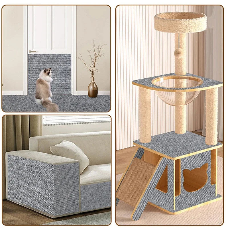 Trimmable Cat Scratching Mat Cat Scratcher Sofa Tape Scratching Post Self-adhesive Carpet Cat Scratch Board Cat Accessories