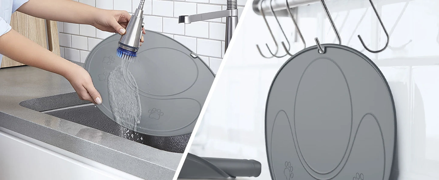 NPET Waterproof Silicone Dog Food Mat for DF10 Dog Fountain, Slip Resistant Dishwasher Safe Pet Feeding Mat,(28" x 2 1.26")