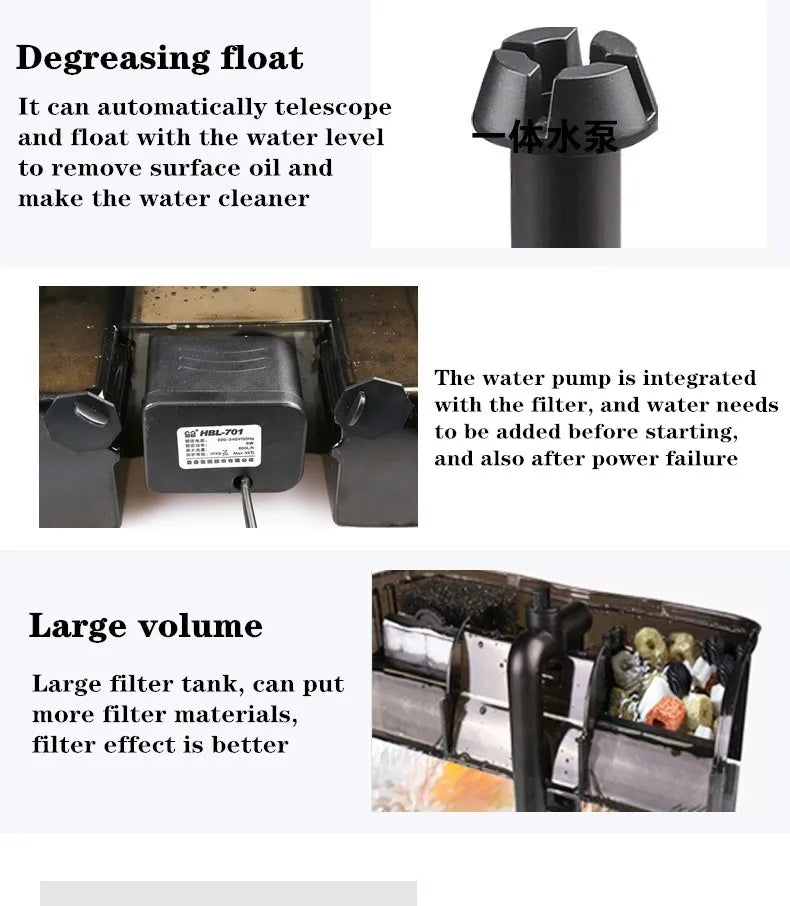 Aquarium Filter External Hanging Filter Pump Fish Tank Water Pump Waterfall Maker Water Circulation Filter Aquarium Accessories