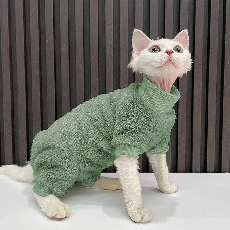 Hairless Cat Clothes Thickened Four-legged Sphynx Cat Autumn and Winter Clothes Devon Rex Clothes Kitten Clothes