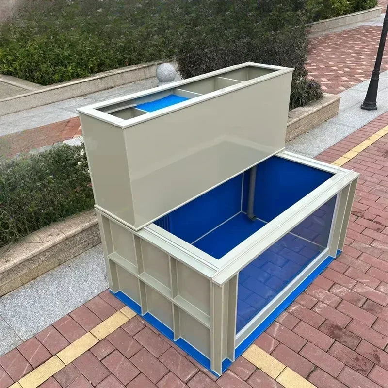 XYY large koi fish tank ultra-white glass ornamental fish pond with dry and wet separation fish box