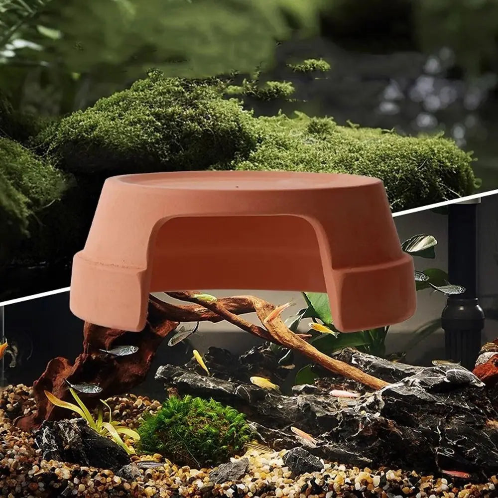 Multifunctional Ceramics Reptile Hide Box Decorative Hiding area Turtle Hideout Entrance Reptile Terrarium for Home