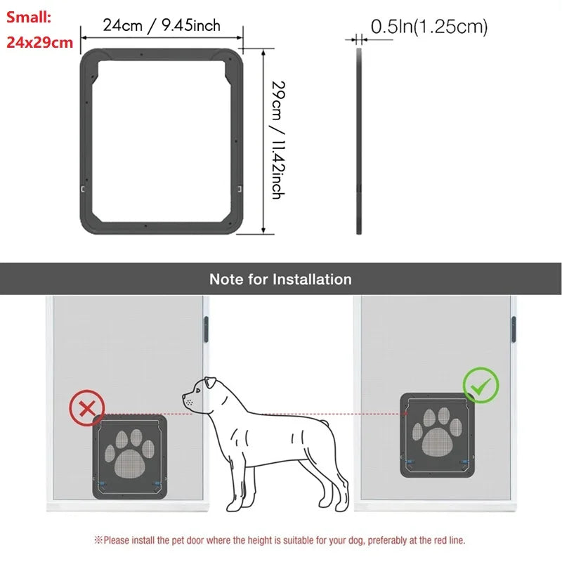 A59T Pet Kitty Dog Door Flap Gate Opener Controlled Entry Electronic Screen Window Protector Wall Mosquito Net(Small:24cmx29cm)