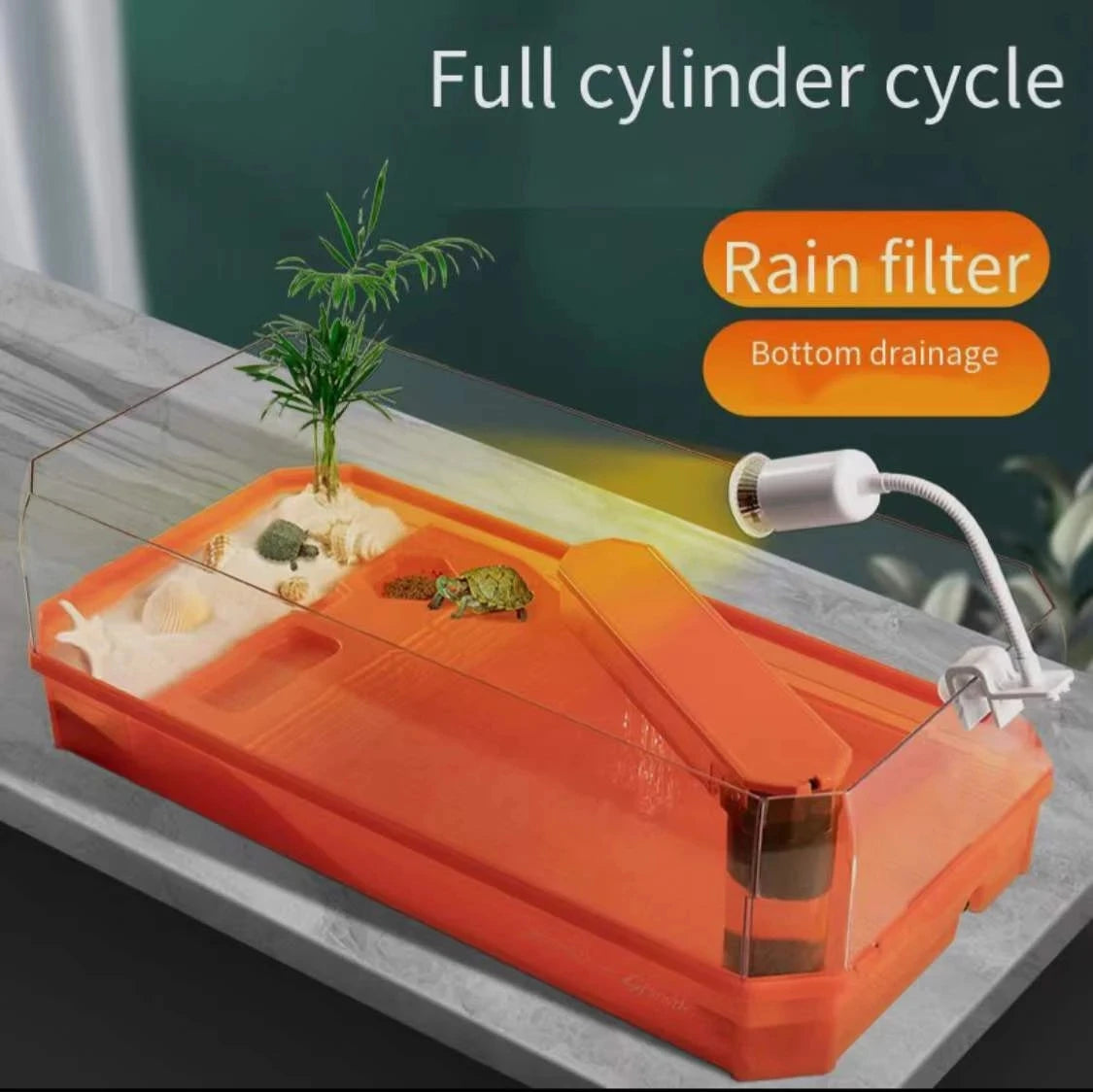 Aquarium turtle tank lazy person water-free breeding box with drying platform ecological turtle tank aquarium accessories 220V