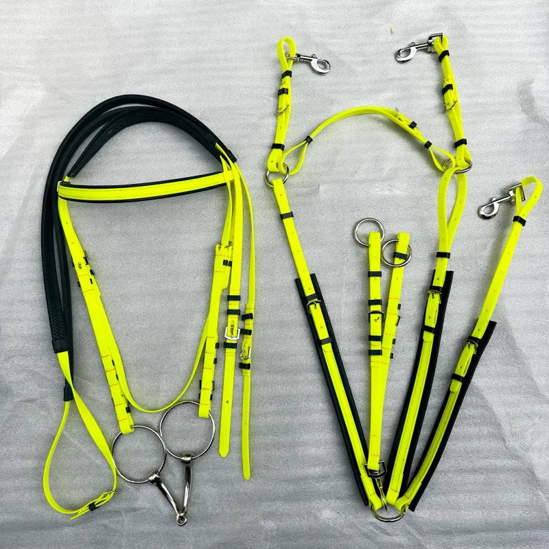 Endurance Marathon Stainless Steel Horse Bridle PVC Padded Nose Band Brow Band Reins A variety of Colors Riding Equestrian