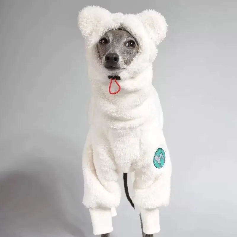 Warm Fleece White Sweatshirt for Airless Terrier Soft 4-legged High-Neck Grey Clothing Whippet Bedlington Winter Quad Thickened