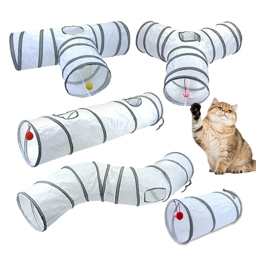 White Cat Tunnel Pet Supplies Funny Kitten Toys Foldable Toys For Cats Pet Training Interactive Fun Toy Play Tunnel Tube