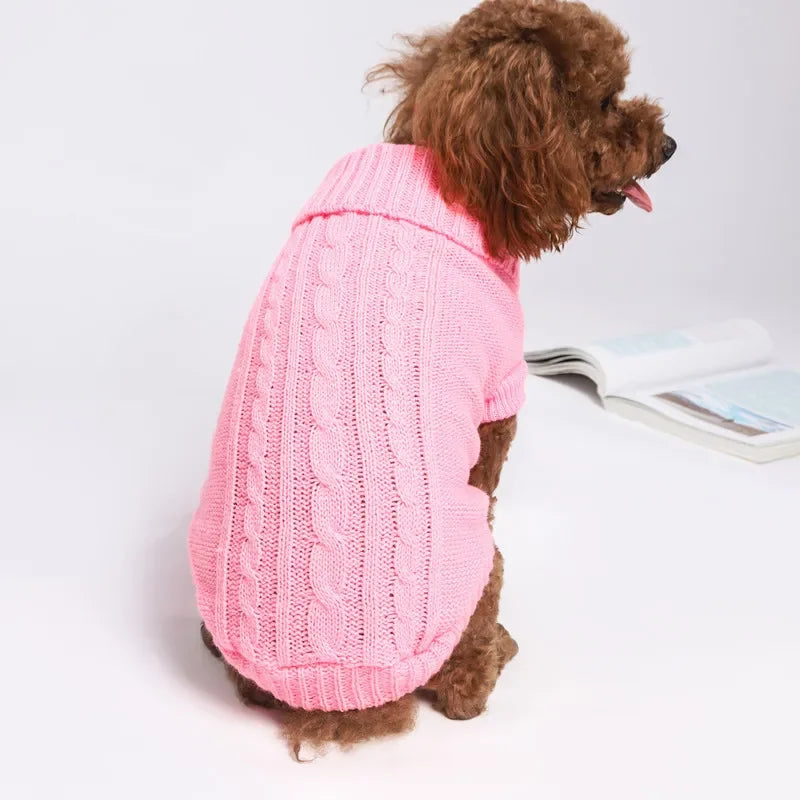 Knit Sweater Jumpsuit for Small Dogs, Monochromatic, Simple, Fashion, Warm, Thick, Pet Items, Winter