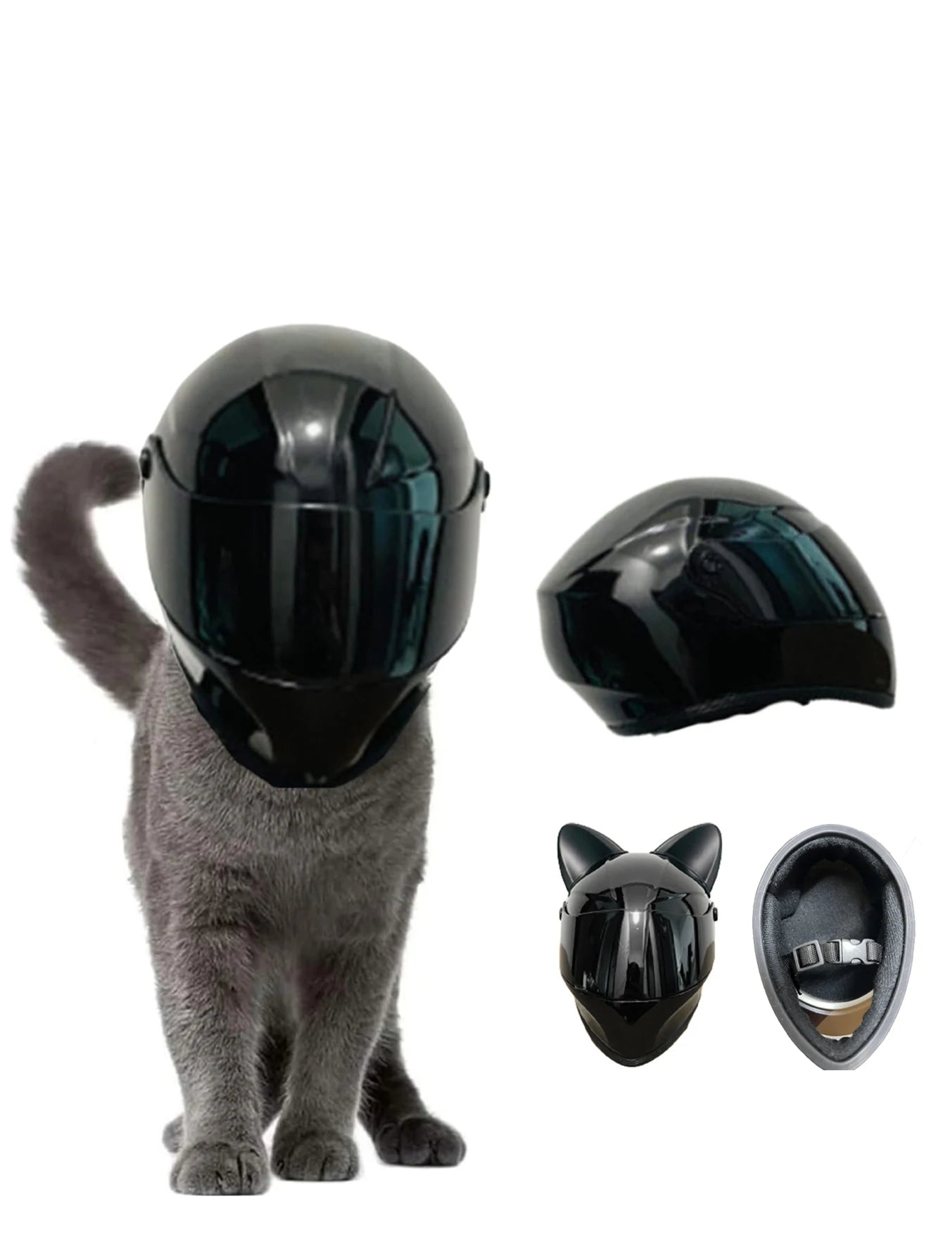 Pet Motorcycle Full Face Helmet with Anti-Detachment Safety Buckle Miniature Riding Helmet for Cats and Dogs Fan Favorite Gift