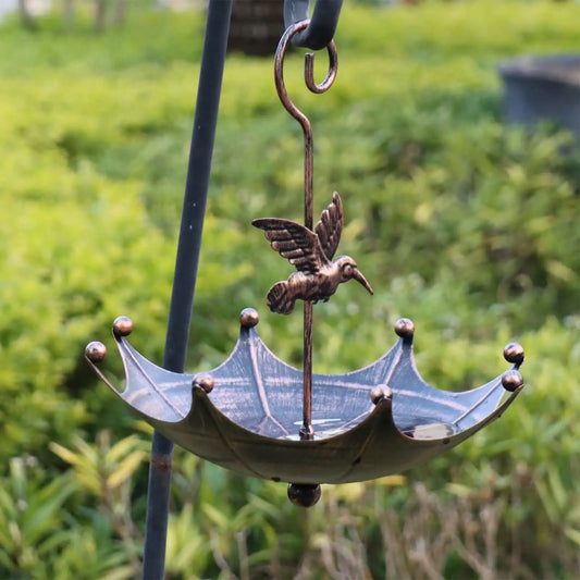 1Pc Outdoor Hanging Antique Umbrella-Shaped Bird Feeder and Food Bowl