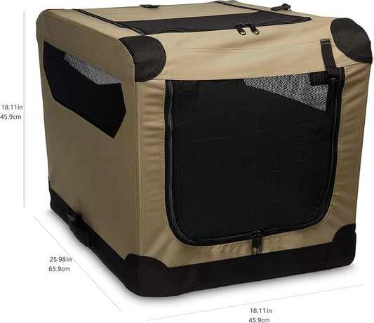 2 Door Foldable and Portable Travel Pet Kennel Carrier for Cat, Dog, Rabbit, 36 inch, Tan  hamster cage  guinea pig