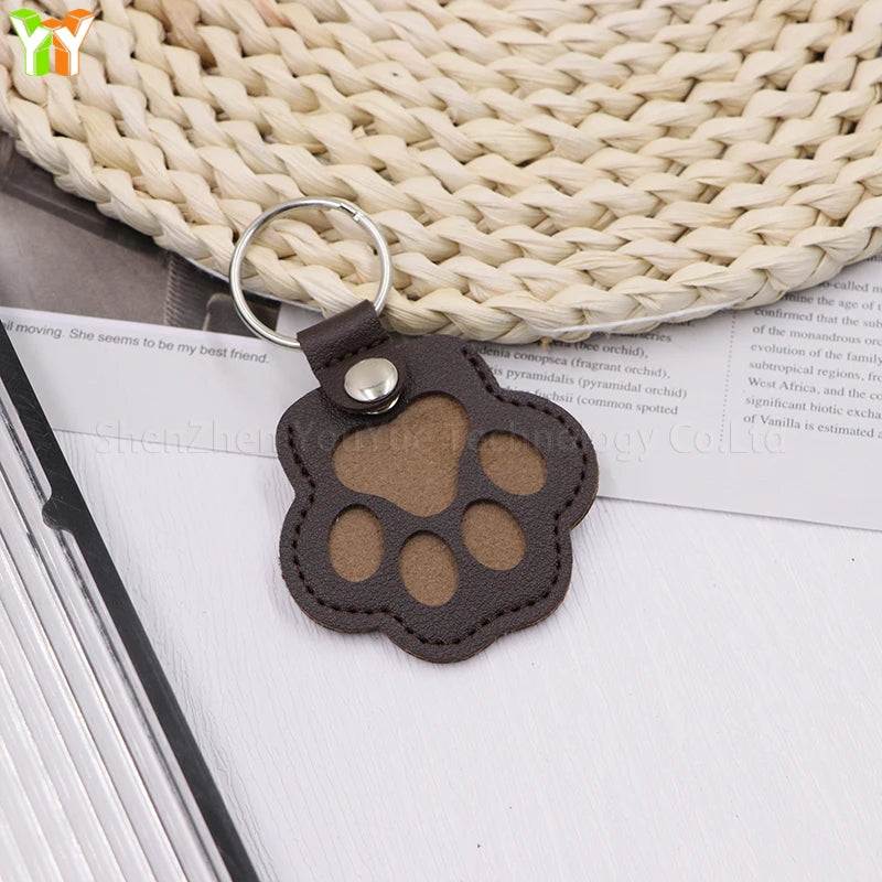 Leather Memorial Pet Hair Storage Bag Cat Paw Keychain Handmade Homemade Pet Memorial Keychain