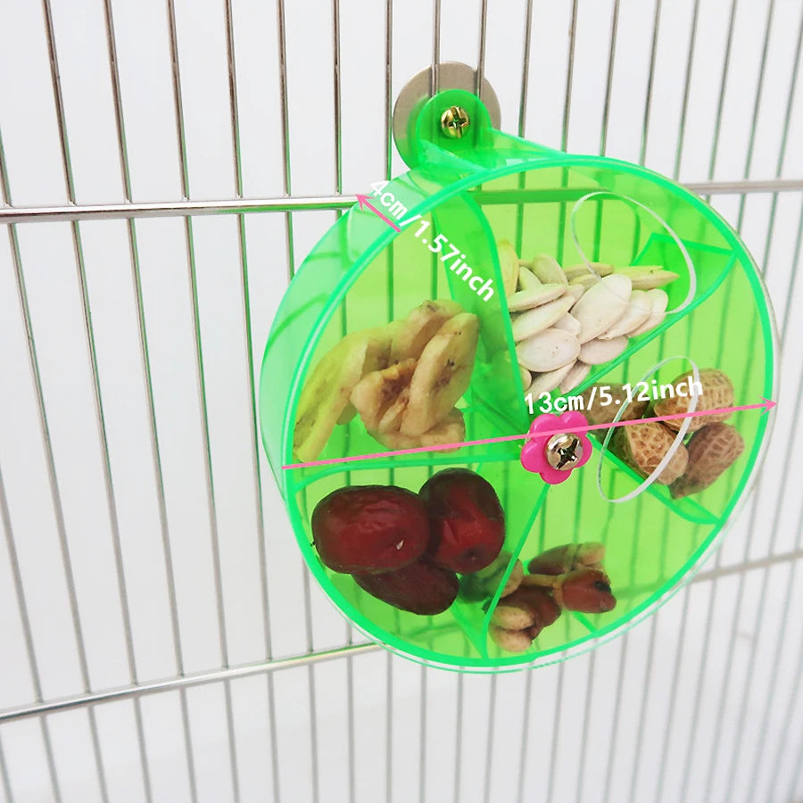 Rotating Pet Parrot Toys Wheels, Bite Chewing Birds Foraging Food Box Cage Feeder, Birds accessories