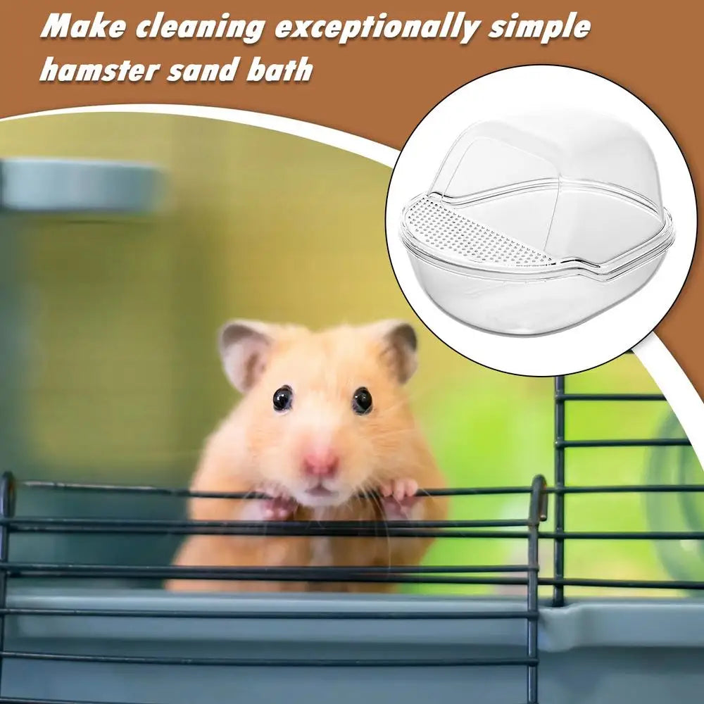 Hamster Sand Box Transparent Shower Room For Gerbil Large Transparent Hamster Toilet With Scoop Set Small Animals Cage