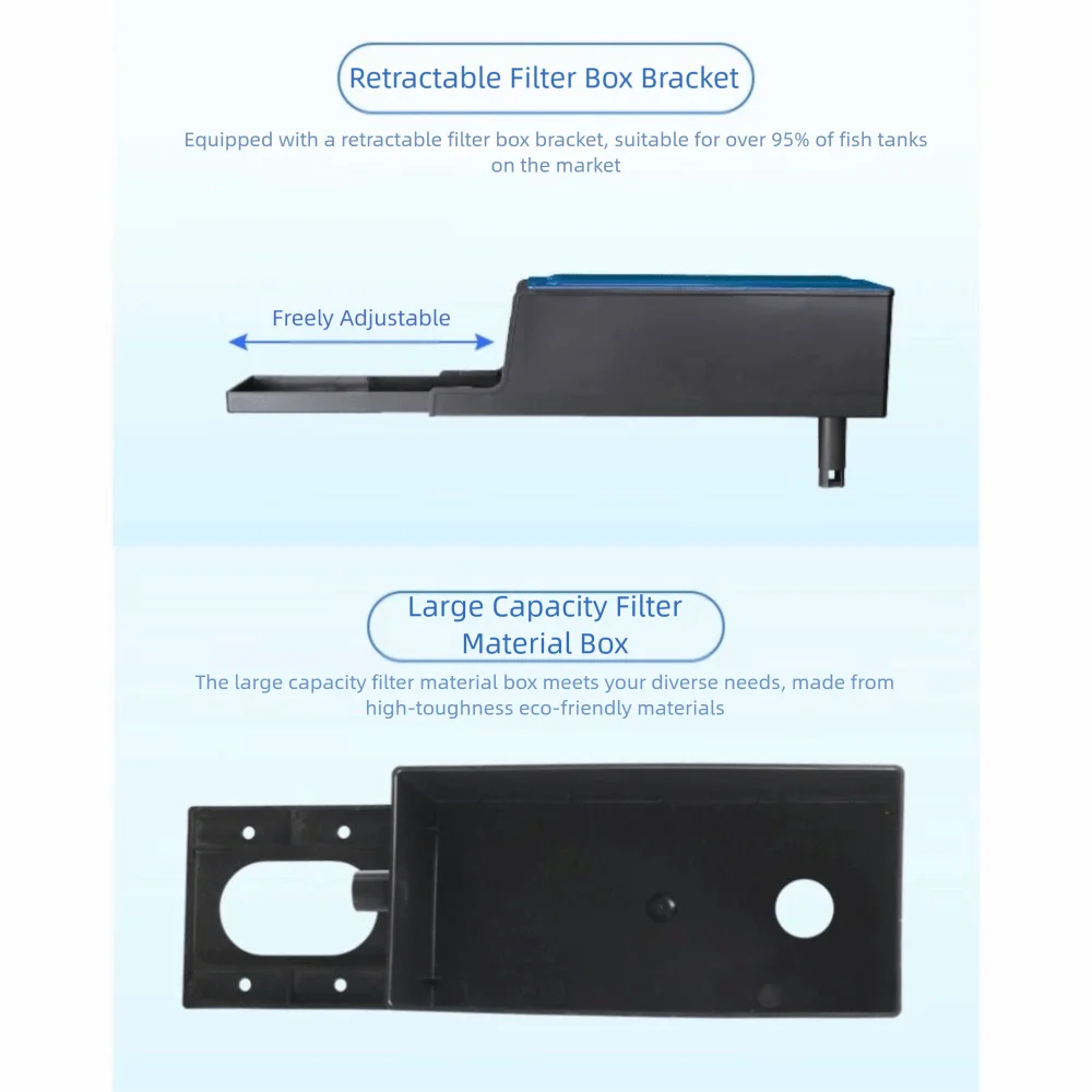 Wall Mounted Fish Tank Filters Built-in Circulating Waterfall Filter Box Silent With Water Pump Circulating Water Purifier