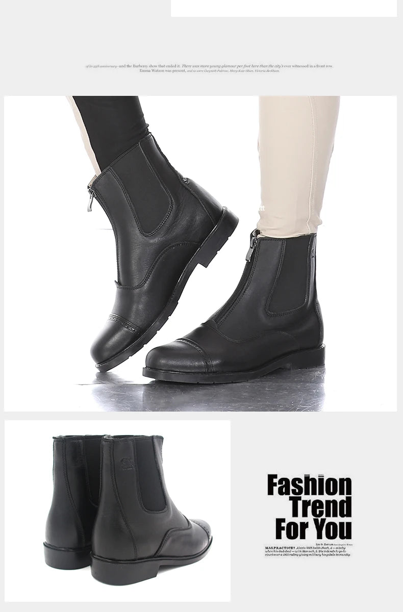 Aoud Horse Riding Boots Equestrian Boots Full Leather High Quality Zipper Shoes Men Women