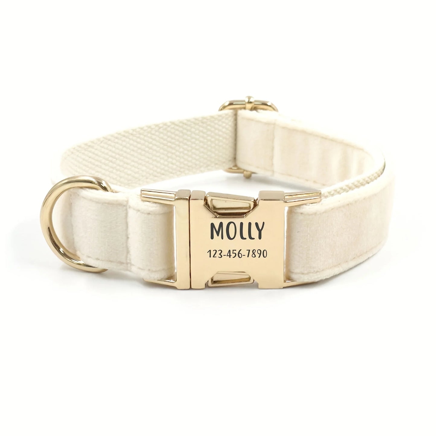 1pc Personalized Dog Collar Velvet, Engraving Custom Name Phone Number ID Tag, Soft Comfy Adjustable Collars For Small Medium Large Dogs