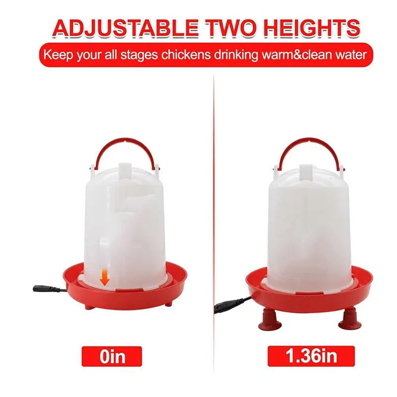 Auto-Fill For Winter Heated Chicken Waterer 3L Heater With Leg Support, 35W Heating Poultry