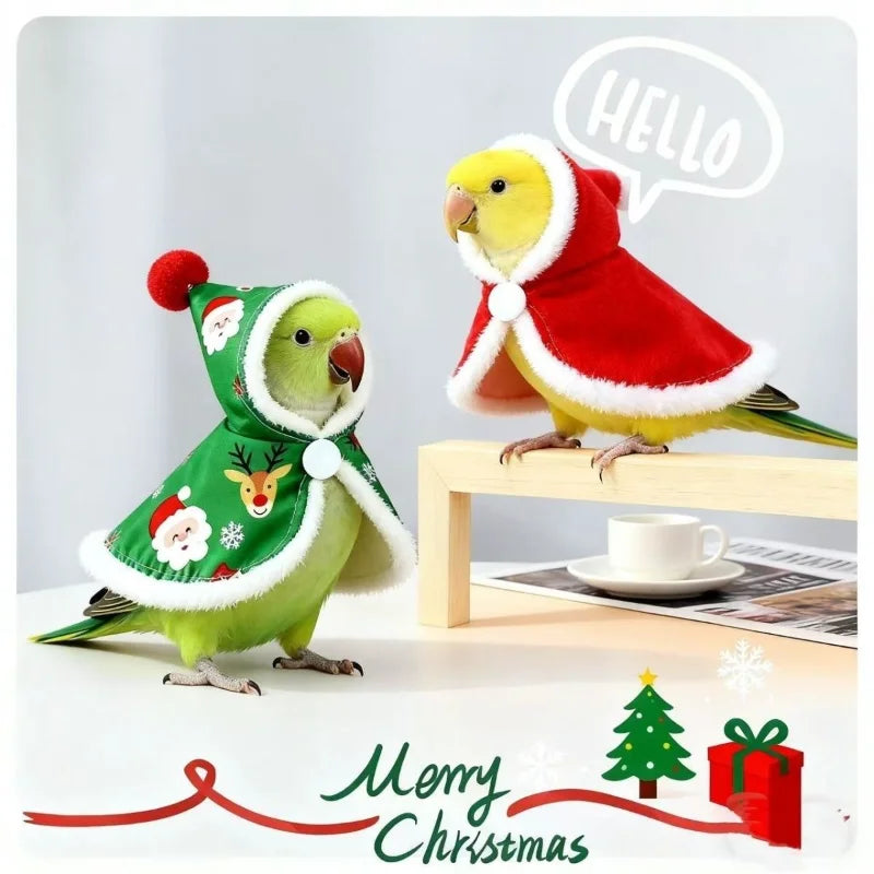 Cockatiel Christmas Clothes Thick and Warm Bird Cloak Windproof Christmas Cloak Parrot Supplies Pet Products 1pcs