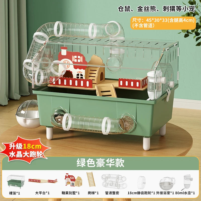 Transparent Acrylic Hamster House, with Tunnel,