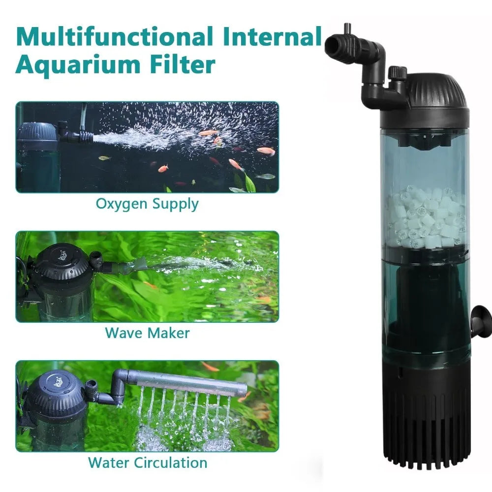 Fish Tank Filter Aquarium Internal Water Filter Aquarium Skimmer Electric Water Pump Activated Carbon Filter Fish Tank Air Pump
