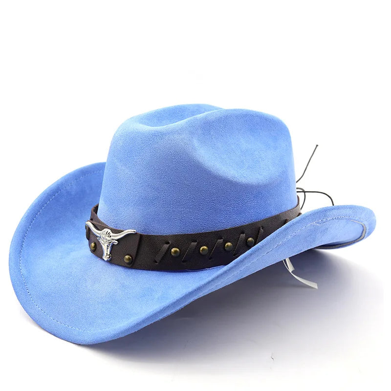 New Western Cowboy Hats Vintage Roll Brim Gentleman Cowgirl Jazz Hat Holidays Party Cosplay Hat
