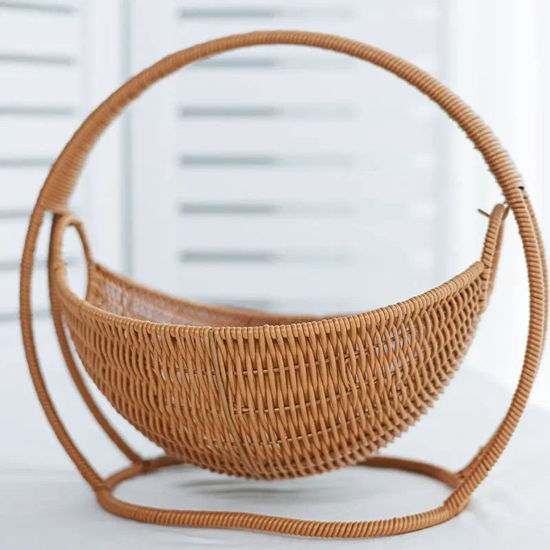 Faux-Woven Cat Bed Nest Cat Basket Cats Swing Hammock Waterproof Indoor Pet House Semi-Enclosed Cave Bed Pet Accessories