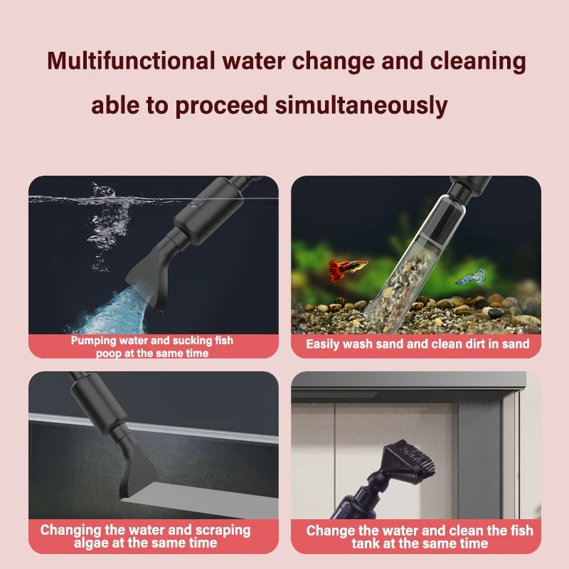 220-240V Multifunctional Fish Tank Electric Water Changer Aquarium Water Exchange Cleaning Tool Filter Suck Fish Feces Silent