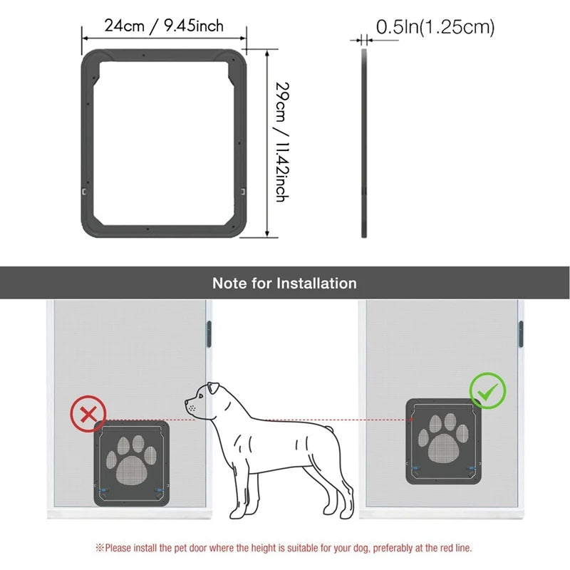 A59T Pet Kitty Dog Door Flap Gate Opener Controlled Entry Electronic Screen Window Protector Wall Mosquito Net(Small:24cmx29cm)