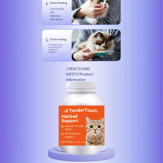 Hairball - 200 Tablets- Hairball Aid Supplement for Cats & Vitamins for Hairball Control and Digestive Support, Helps Eliminate Hairballs