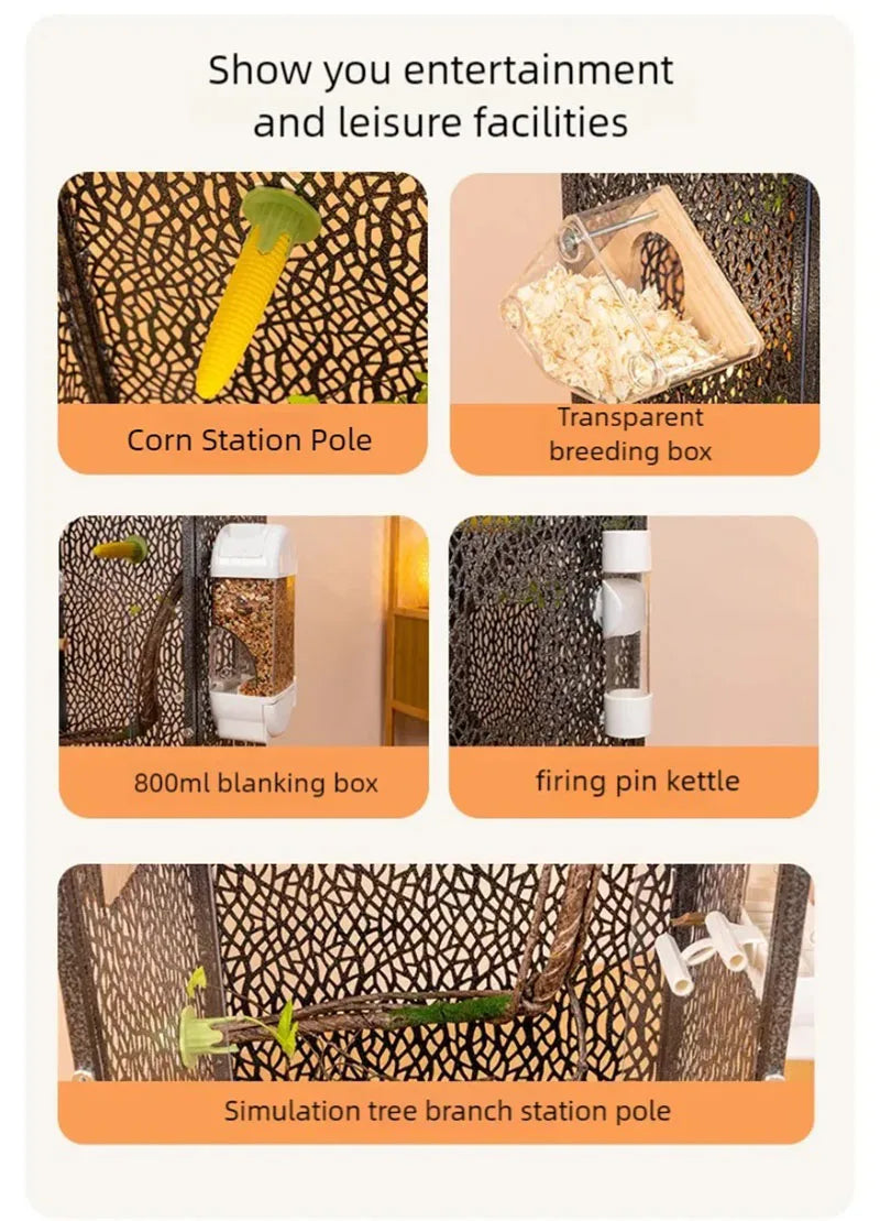 New bird cage parrot bird cage panoramic acrylic cage splash proof viewing flying cloud villa home birdcage display cage