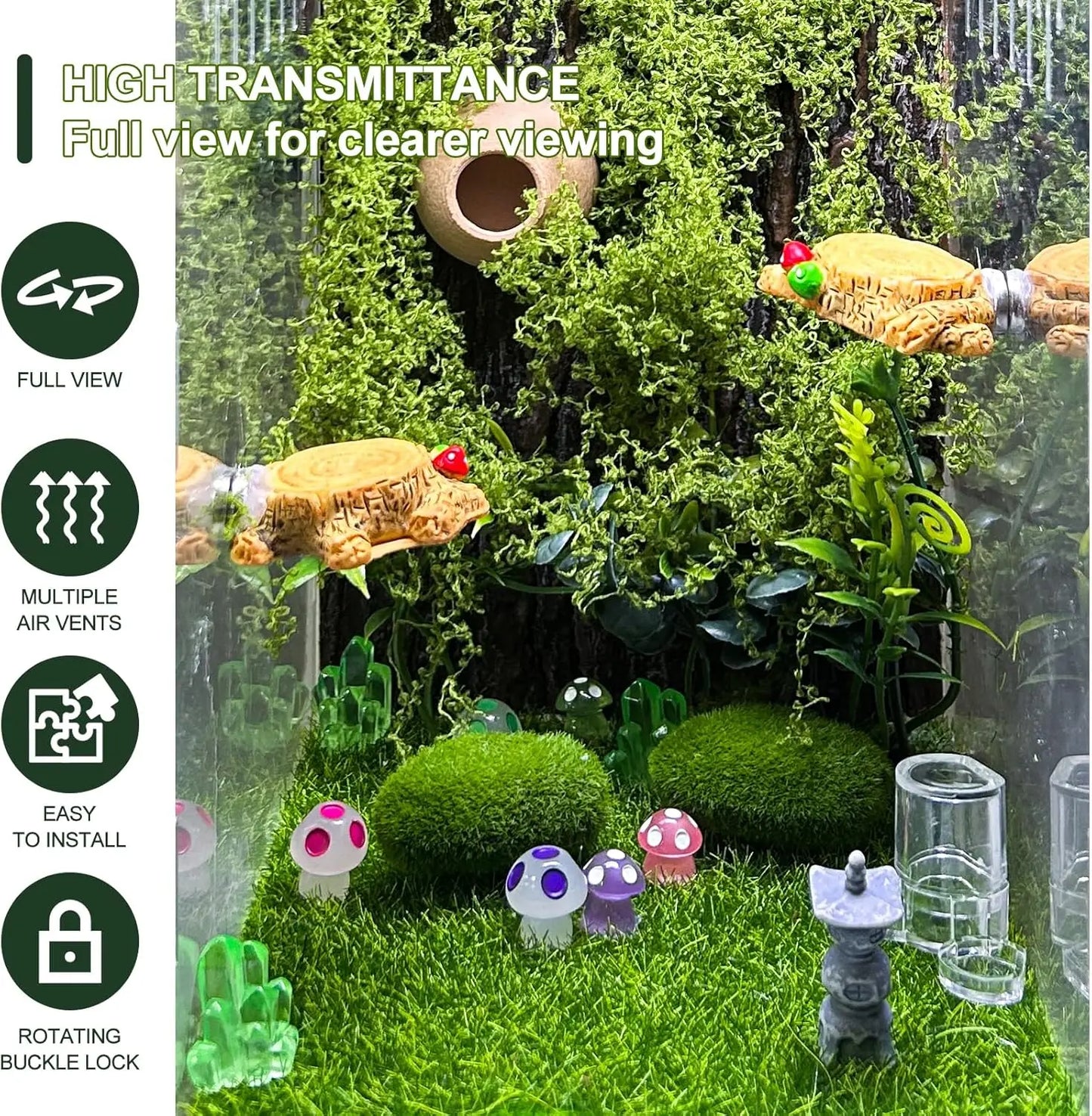 Jumping Spider Enclosure DIY Jumping Spider Insects Habitat with Temperature and Humidity Detector Water Feeder Platform Hide