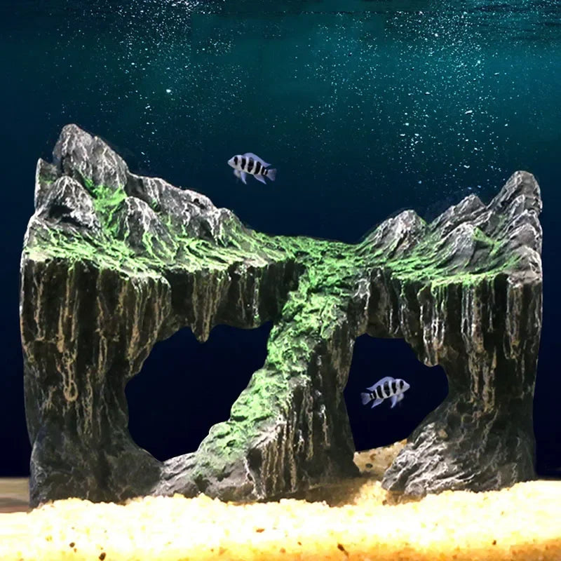 Resin Creative Aquarium Decoration Fish Tank  Simulated Rock Mountain Ornament Aquarium Rocks for Aquarium Decor