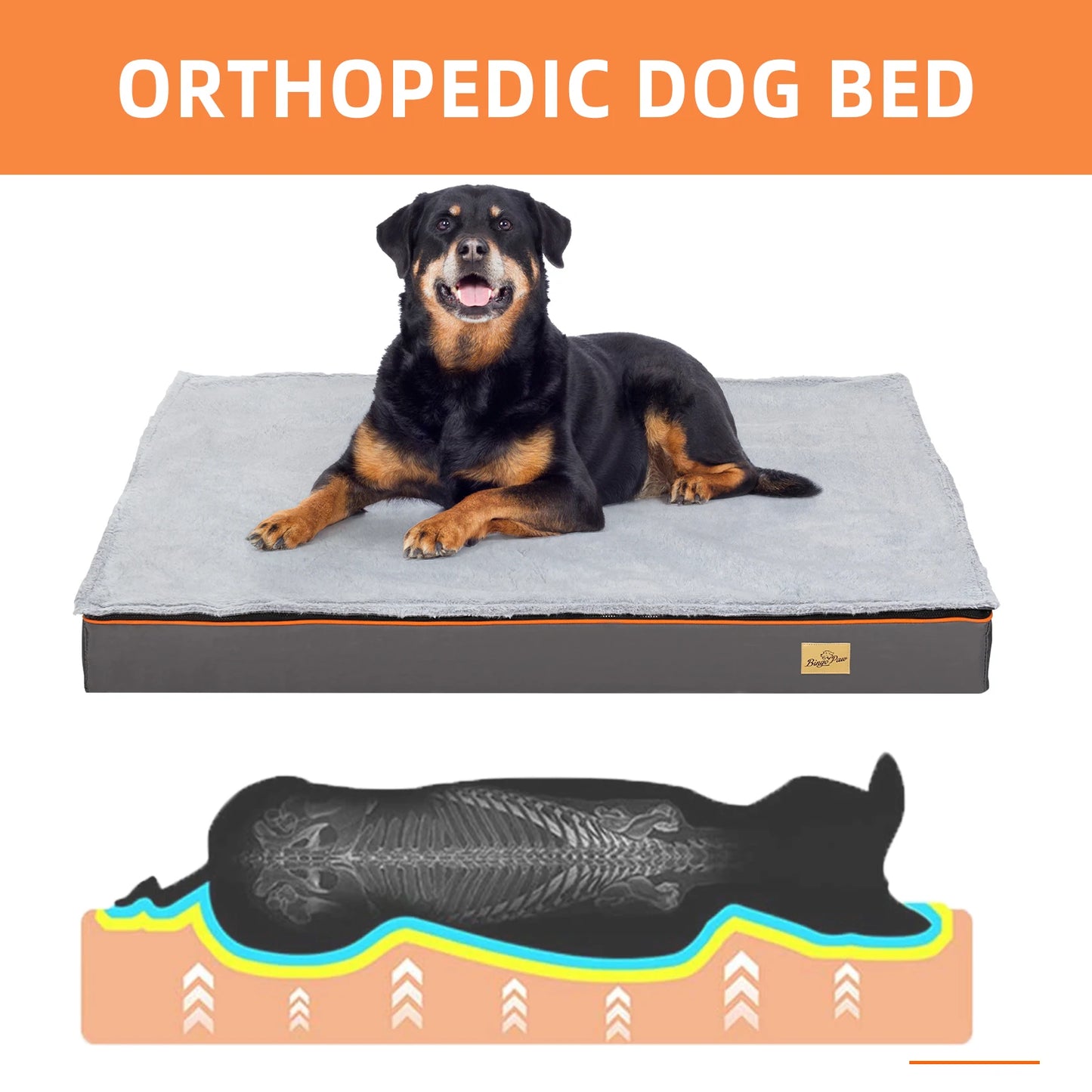 Dog Pet Bed  Large Padded Orthopedic Dog Bed Foam Cushion Foam Cushion with Washable Cover  Removable Cover