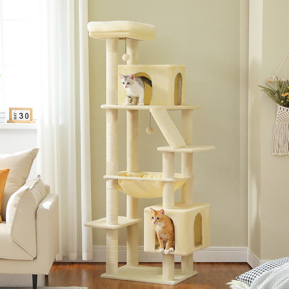 Large Cat Tree Tower Home Furniture Cat Tower Pets Hammock Sisal Cat Scratching Post Climbing Frame Spacious Perch