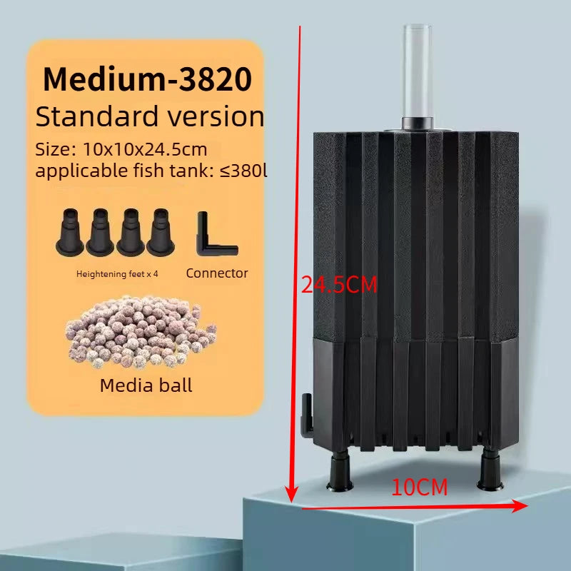 Big Aquarium Sponge Filter For Fish Tank Air Pump Skimmer Biochemical Sponge Filter With Media Ball Aquarium Bio Filter