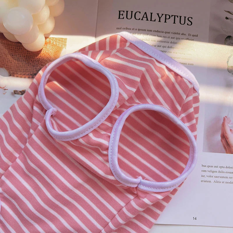 Breathable Pets Striped Overalls For Dogs Tie Dyeing Cat Clothing Sterilization Animal Suit All Season Dog Postoperative Clothes
