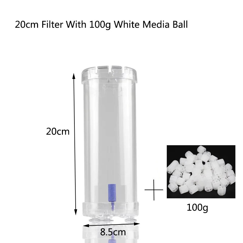 Aquarium Filter Fish Tank Fluidized Moving Bed Filter Bubble Bio Filter Media With Air Stone And Sponge Filters Transparent