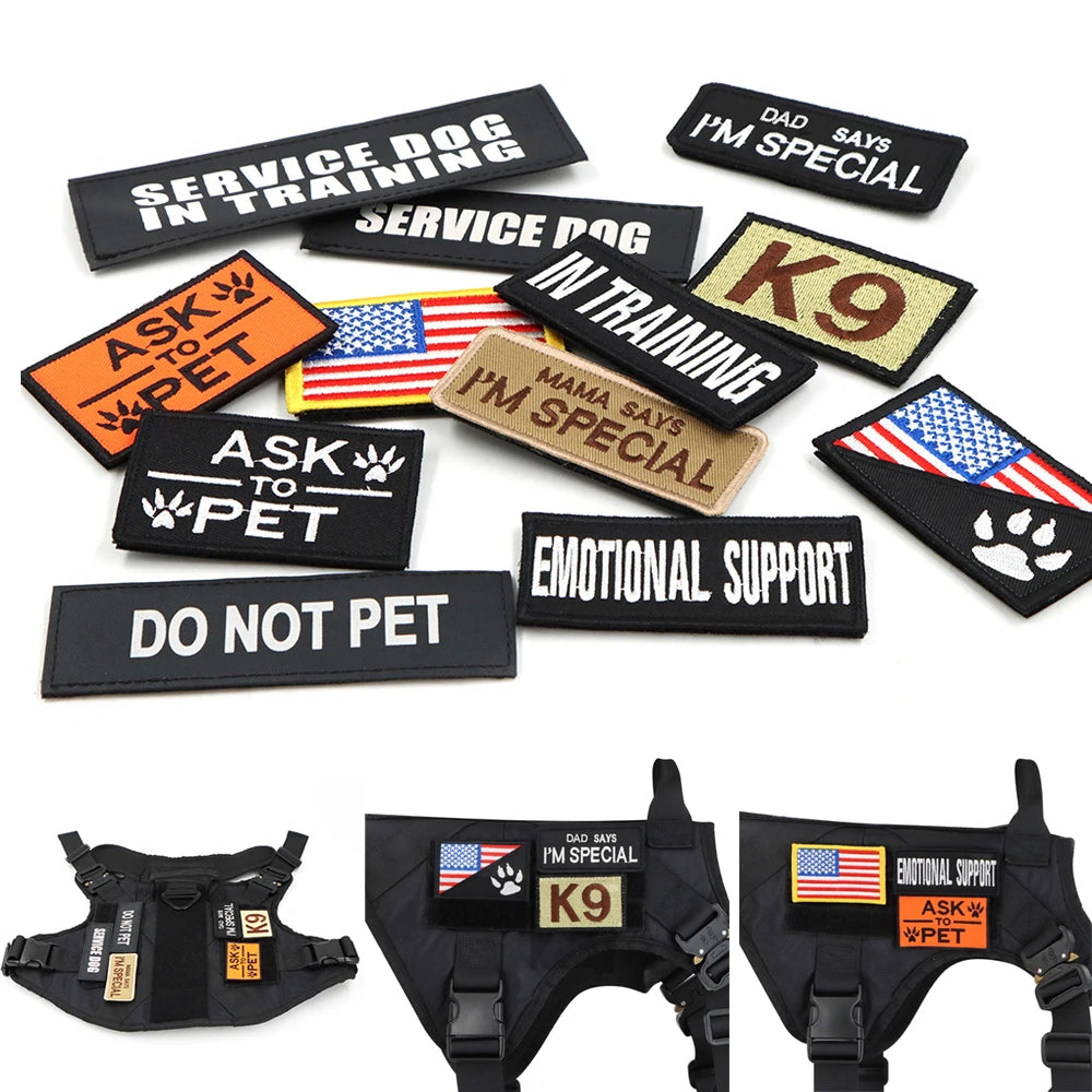 Military Large Dog Harness Collar Leash Bags Patches Set Malinois Training Vests Tactical Dogs Harnesses Accessories