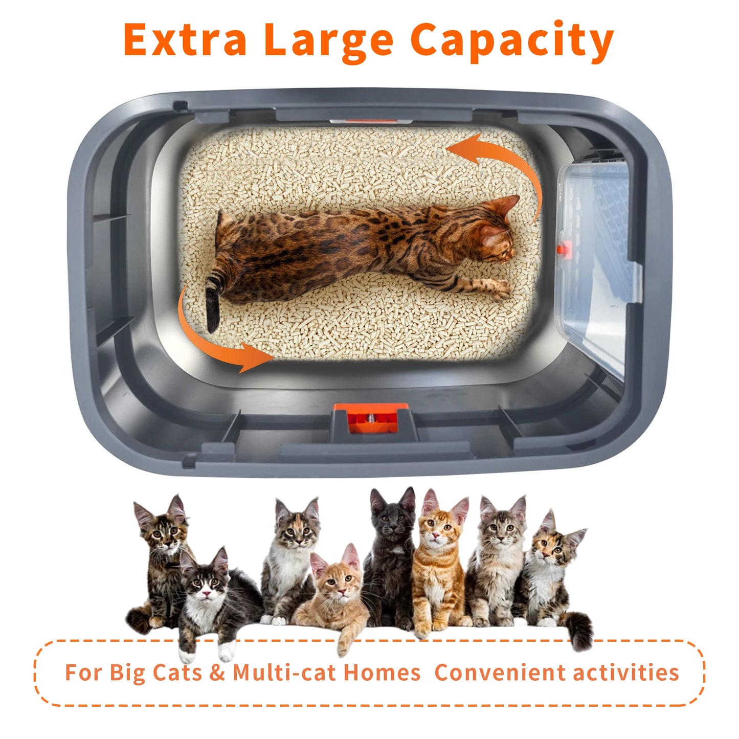 4-Style Cat Litter Box with Lid Large Kitty Litter Box Enclosed with High Sided Enclosure Scoop Non-Sticky